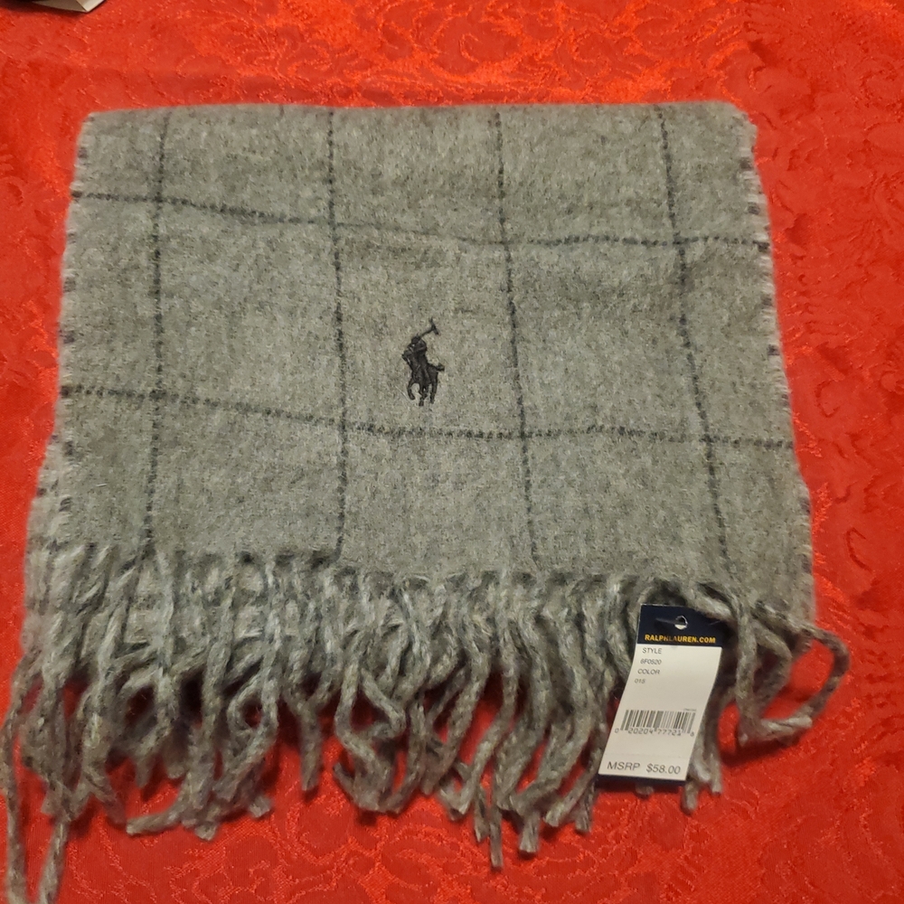 Polo by Ralph Lauren Checkered Gray Scarf